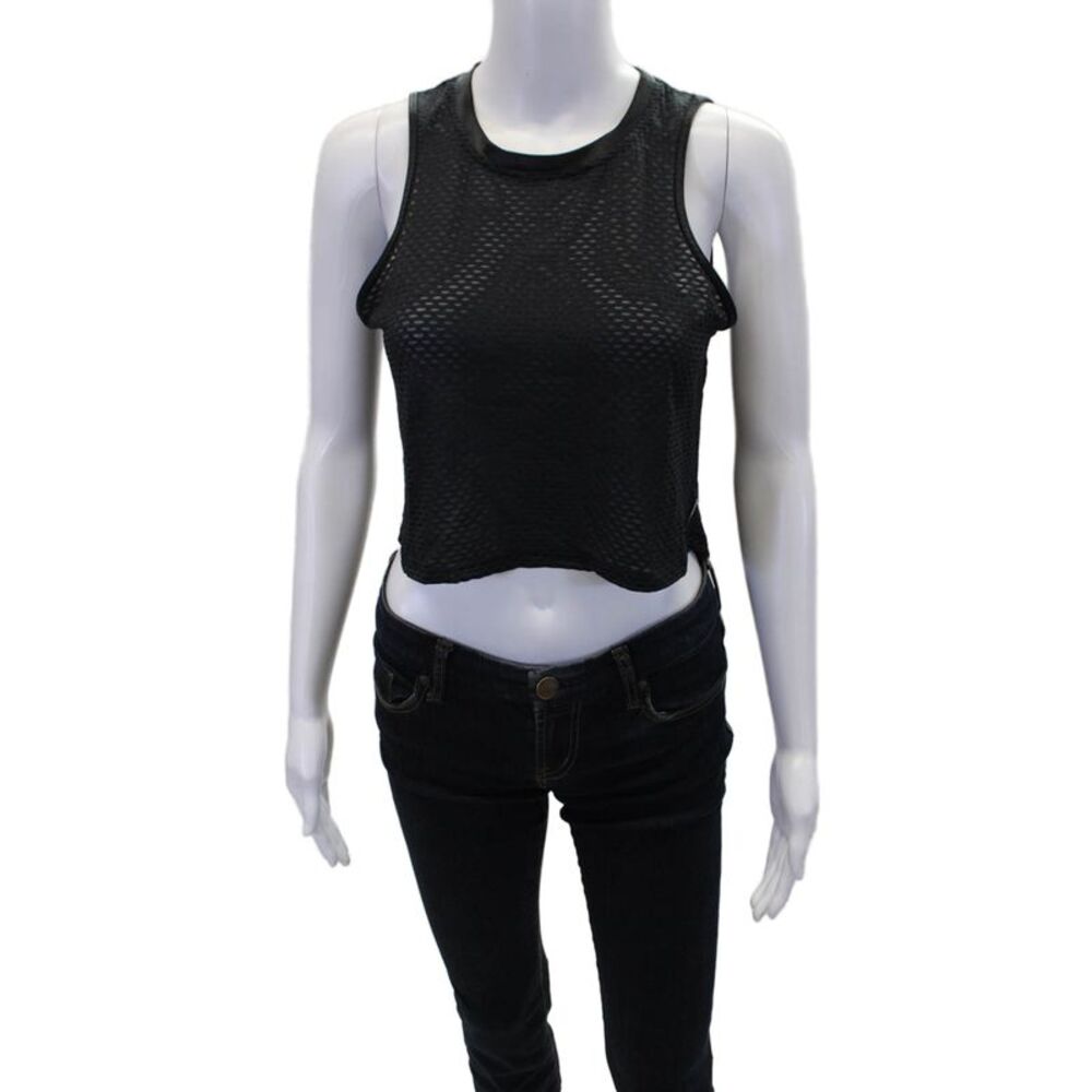 KORAL ACTIVEWEAR Womens Printed Crew Neck Mesh Active Tank Top Navy Size S